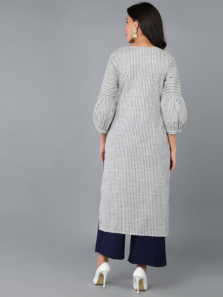 Women's Cotton Striped Printed Kurta