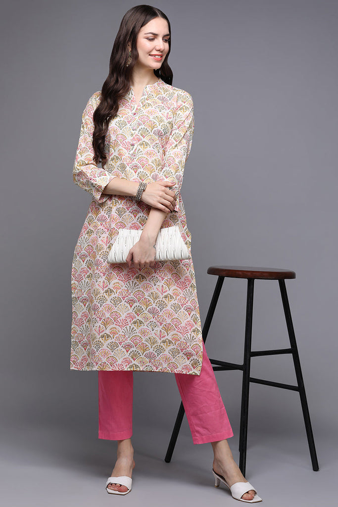 Women's Cotton Abstract Printed Kurta