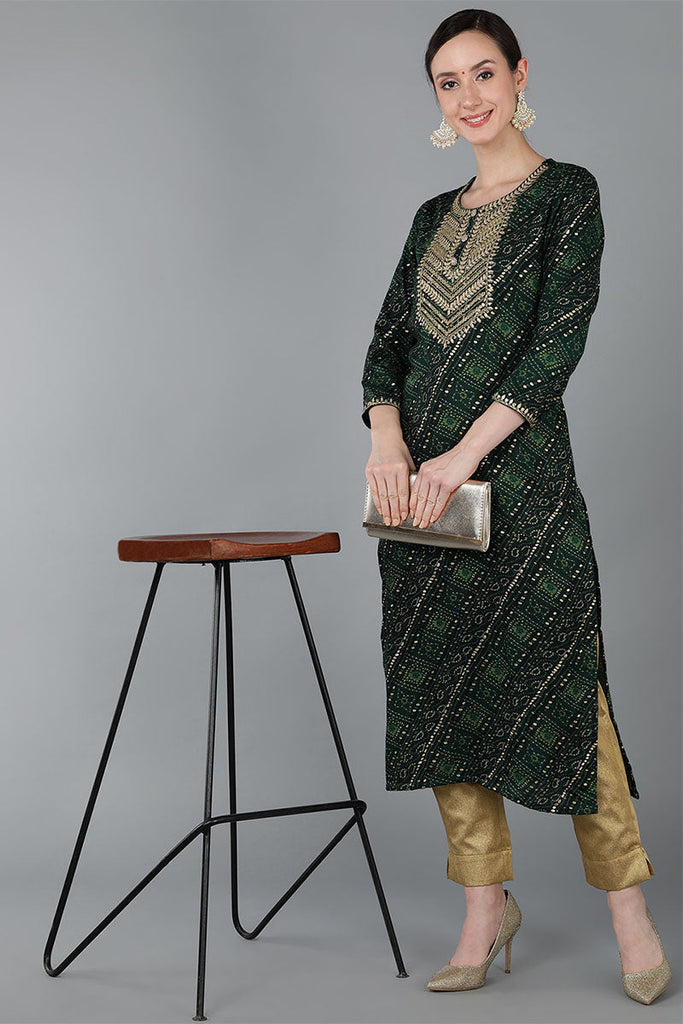 Women's Viscose Rayon Ethnic Printed Kurta