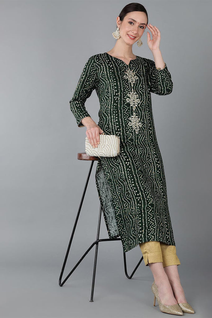 Women's Viscose Rayon Ethnic Printed Kurta