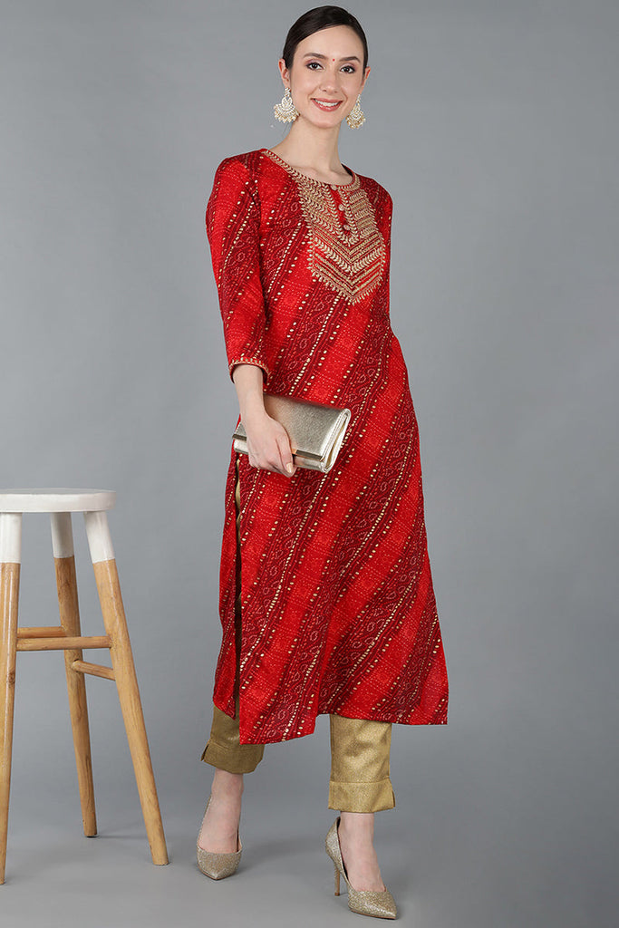 Women's Viscose Rayon Geometric Printed Kurta