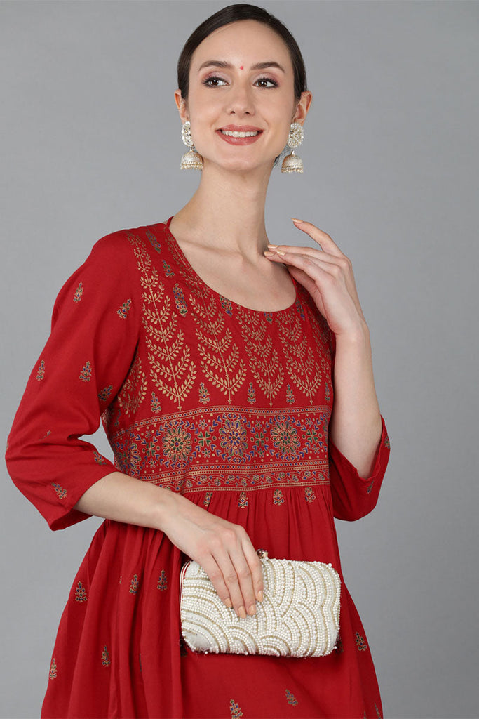 Women's Viscose Rayon Ethnic Printed Kurta