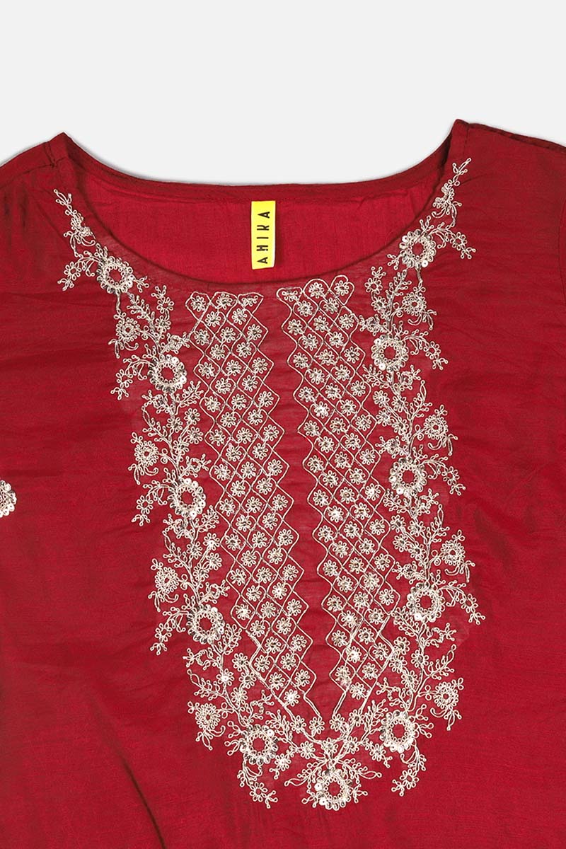 Women's Cotton Blend Embroidered Kurta - Ahika