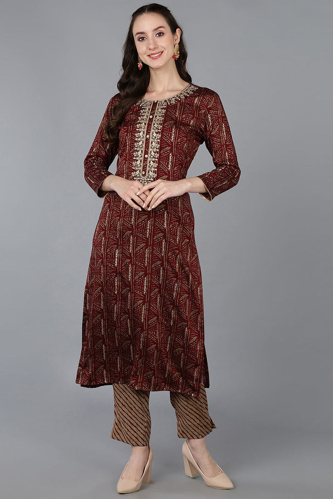 Women's Silk Blend Embroidered Ethnic Printed Kurta