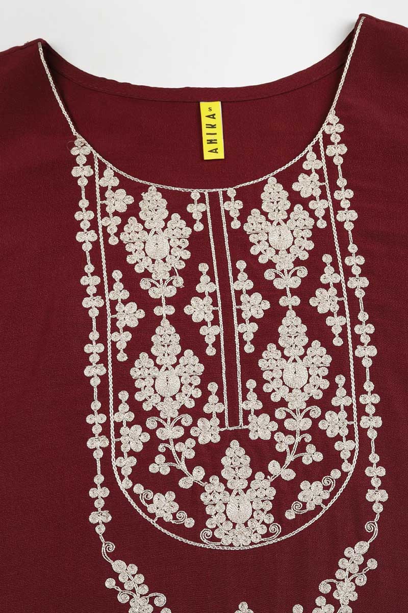 Women's Silk Blend Embroidered Kurta - Ahika