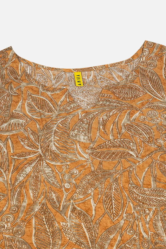 Women's Viscose Rayon Orange Printed Regular Fit Kurta