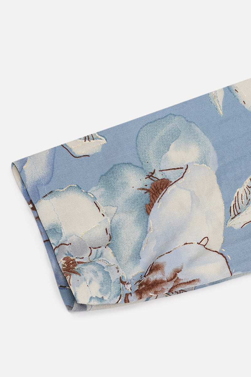 Women's Cotton Blend Blue Floral Printed Kurta - Ahika