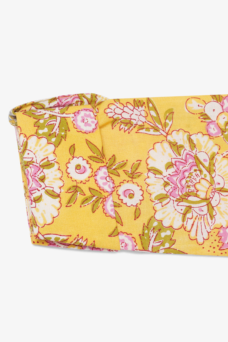 Women's Yellow Cotton Floral Printed Regular Fit Kurta - Ahika