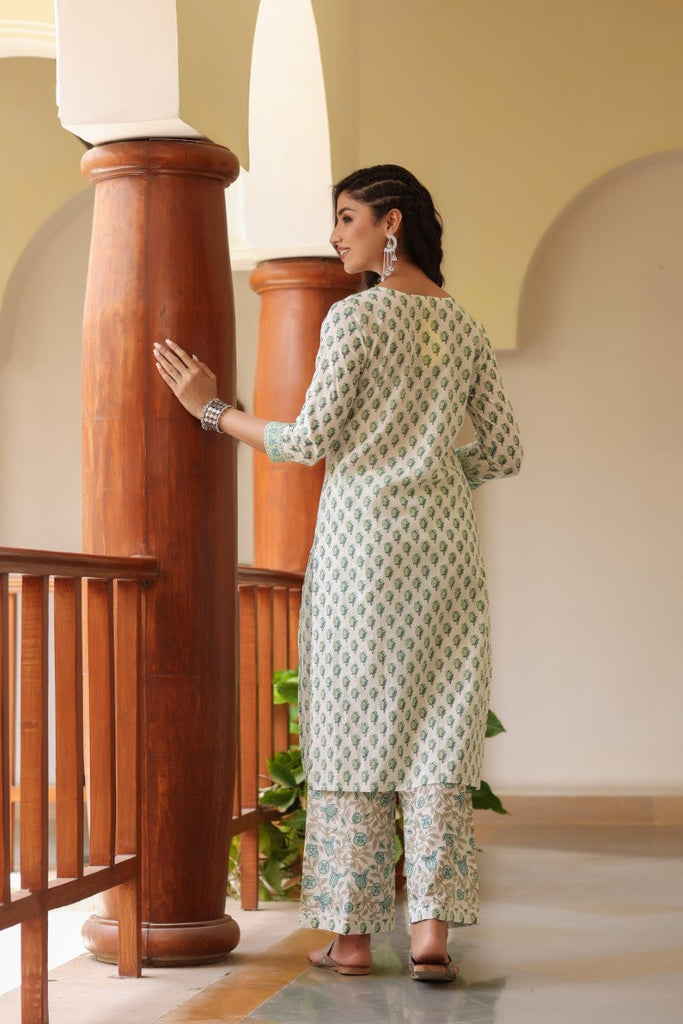 Women's Cotton Blend Printed Kurta Palazzo Set