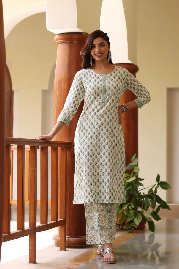 Women's Cotton Blend Printed Kurta Palazzo Set