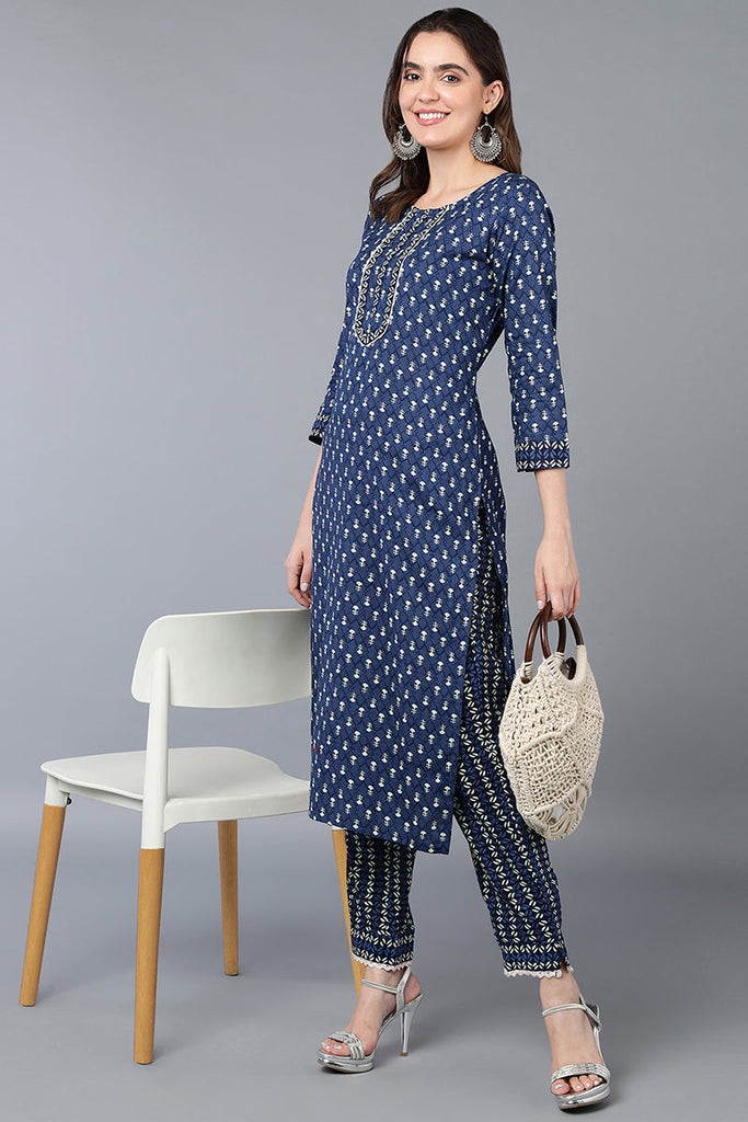 Women's Cotton Printed Kurta Pant Set