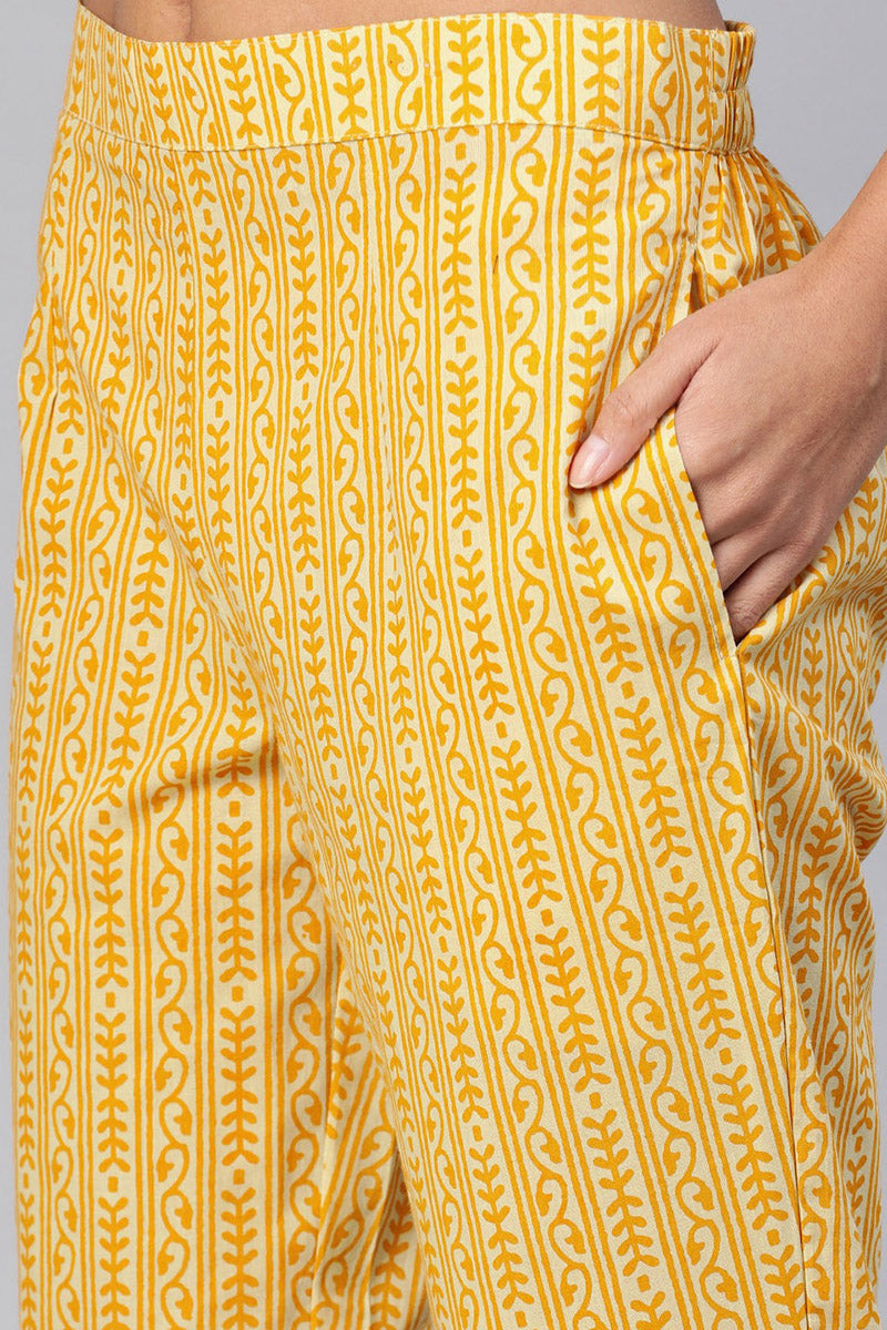 Women's Cotton Printed Kurta Pants And Dupatta Set - Ahika