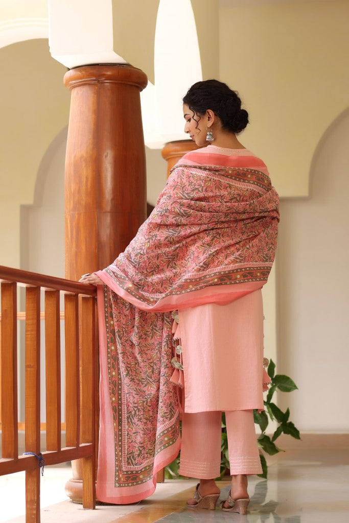 Women's Cotton Printed Kurta Pant Dupatta Set
