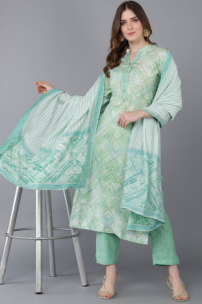 Women's Poly Silk Gold Print Kurta Pant With Dupatta