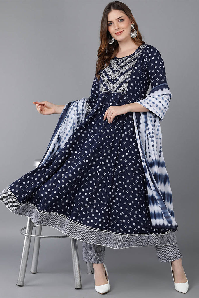 Women's Cotton Embroidered Printed Kurta Pant With Dupatta