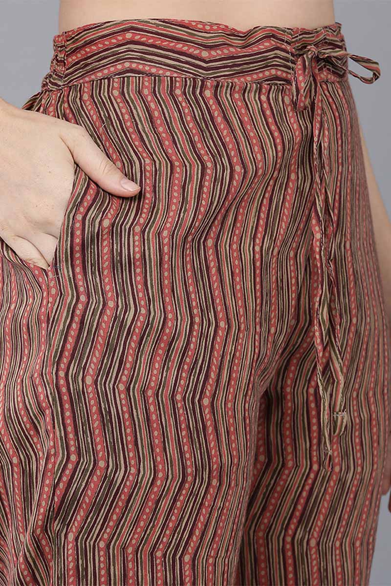 Women's Cotton Blend Printed Kurta Pants With Dupatta  - Ahika