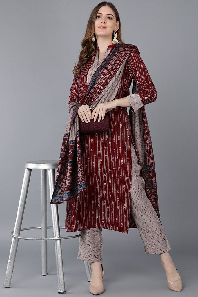 Women's Poly Silk Printed Kurta Pants With Dupatta