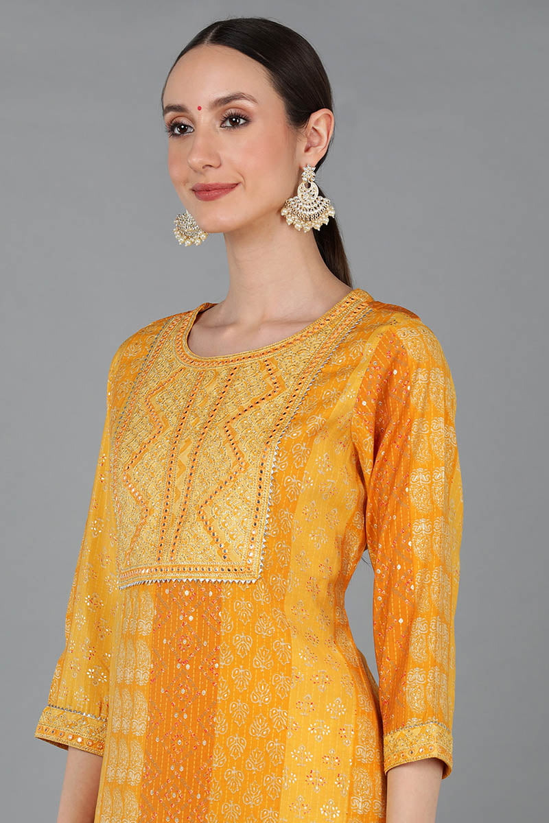 Women's Silk Blend Embroidered Ethnic Kurta Pant With Dupatta - Ahika