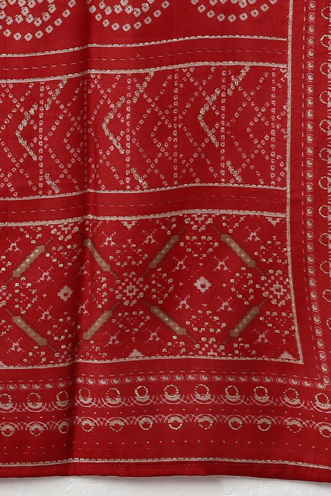 Women's Silk Blend Embroidered Bandhani Printed Kurta Pant With Dupatta