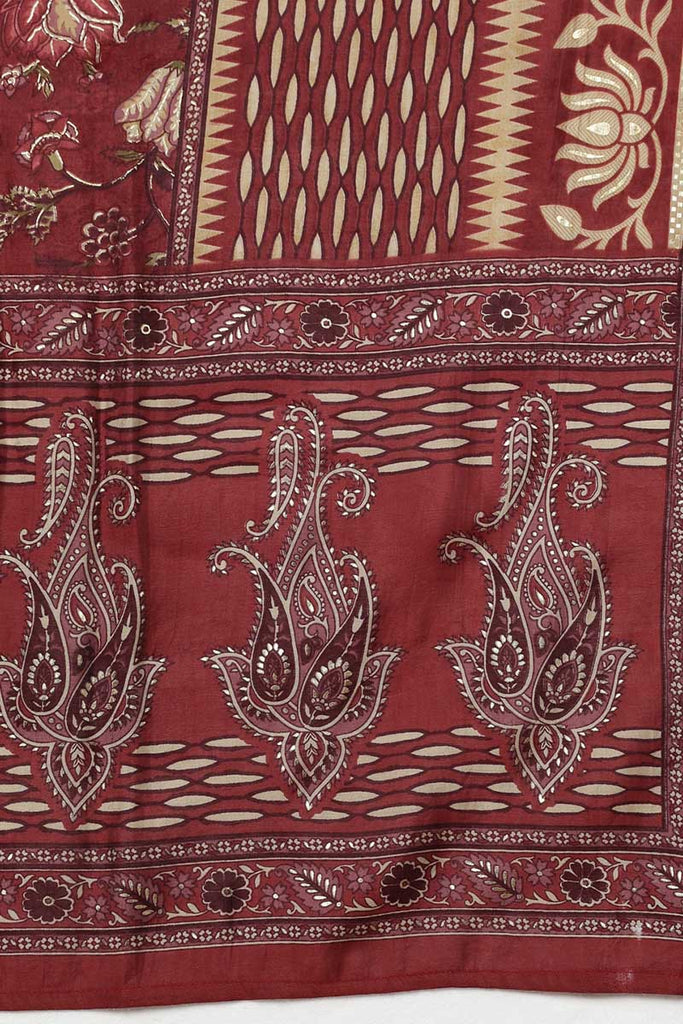 Women's Silk Blend Embroidered Floral Printed Kurta Pant With Dupatta