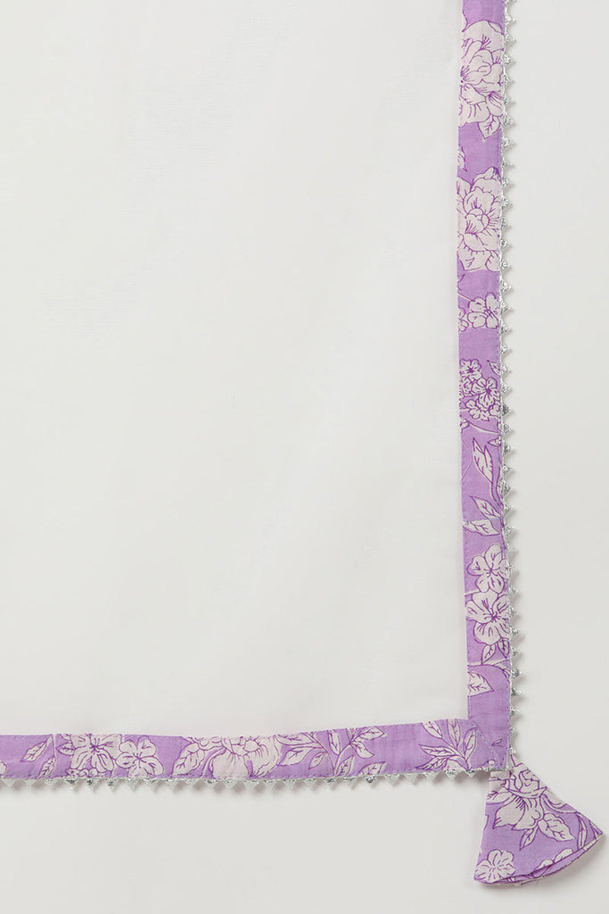 Women's Cotton Blend Printed Floral Kurta Pants With Dupatta
