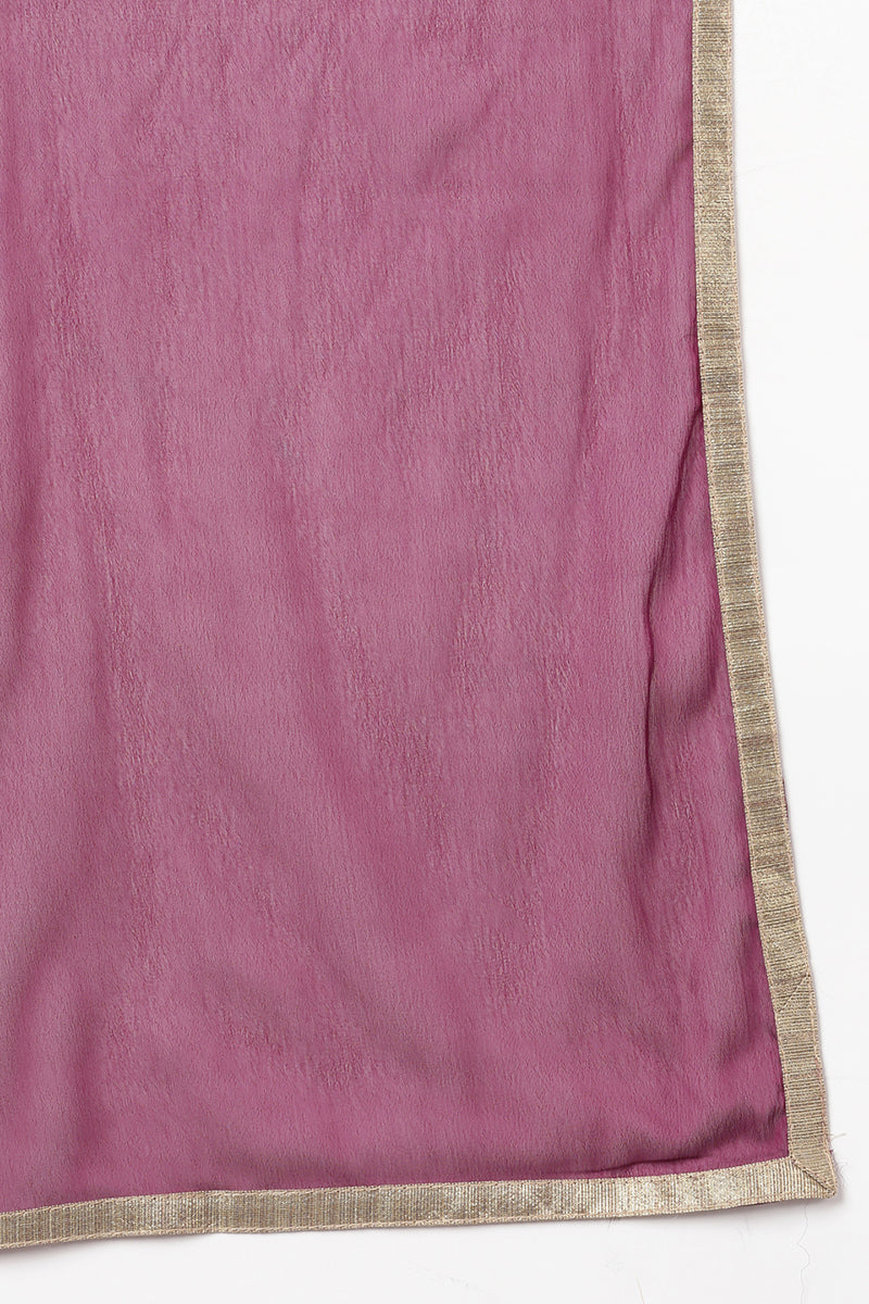 Women's Purple Silk Blend Embroidered Suit Set - Ahika