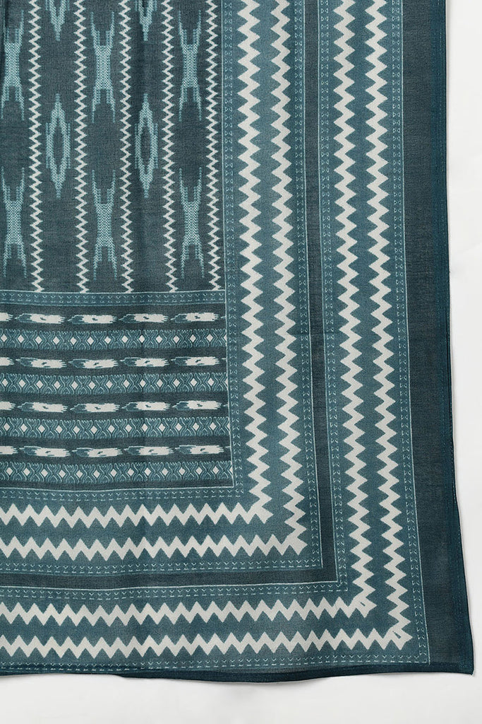 Women's Silk Blend Teal Straight Kurta Pant With Dupatta