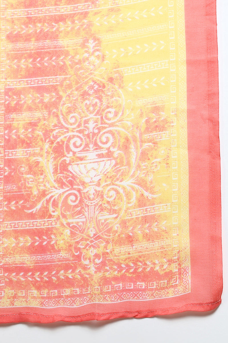 Women's Cotton Yellow Printed Straight Kurta Pant With Dupatta - Ahika
