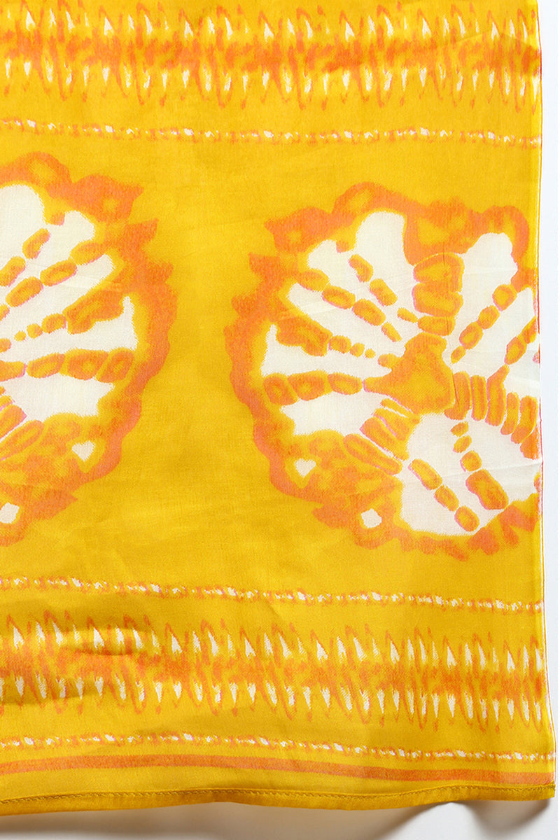 Women's Cotton Yellow Bandhani Printed Straight Kurta Pant With Dupatta - Ahika