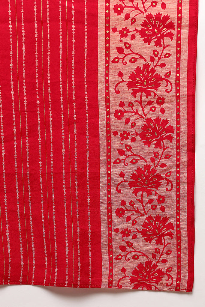 Women's Silk Blend Pink Printed Straight Kurta Pant With Dupatta