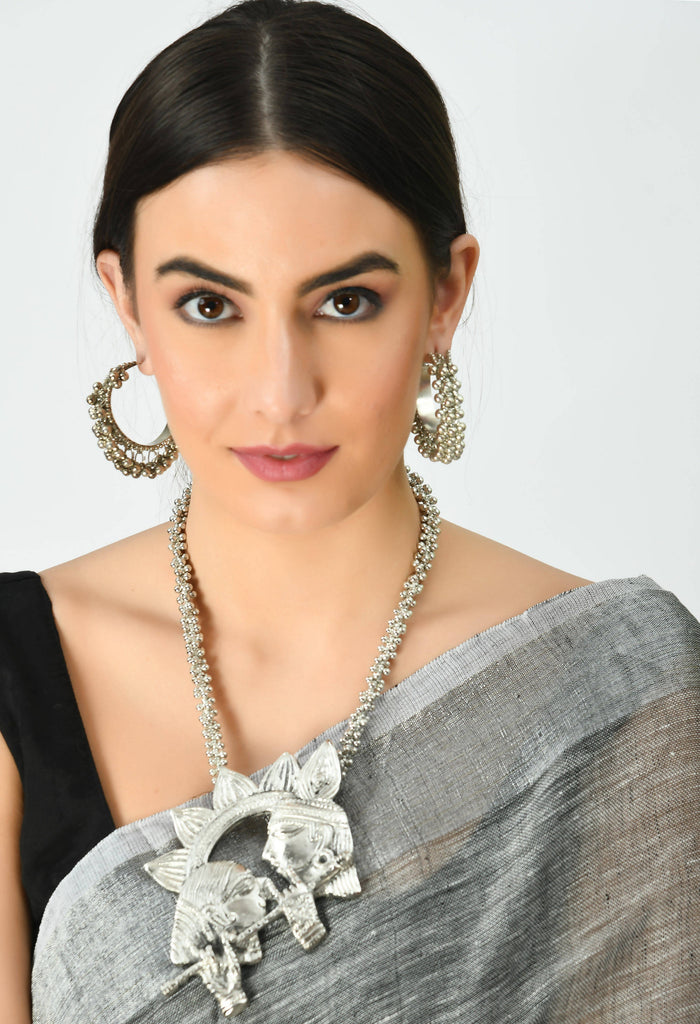Kamal Johar German Silver Radha-Kishan Necklace with Ear