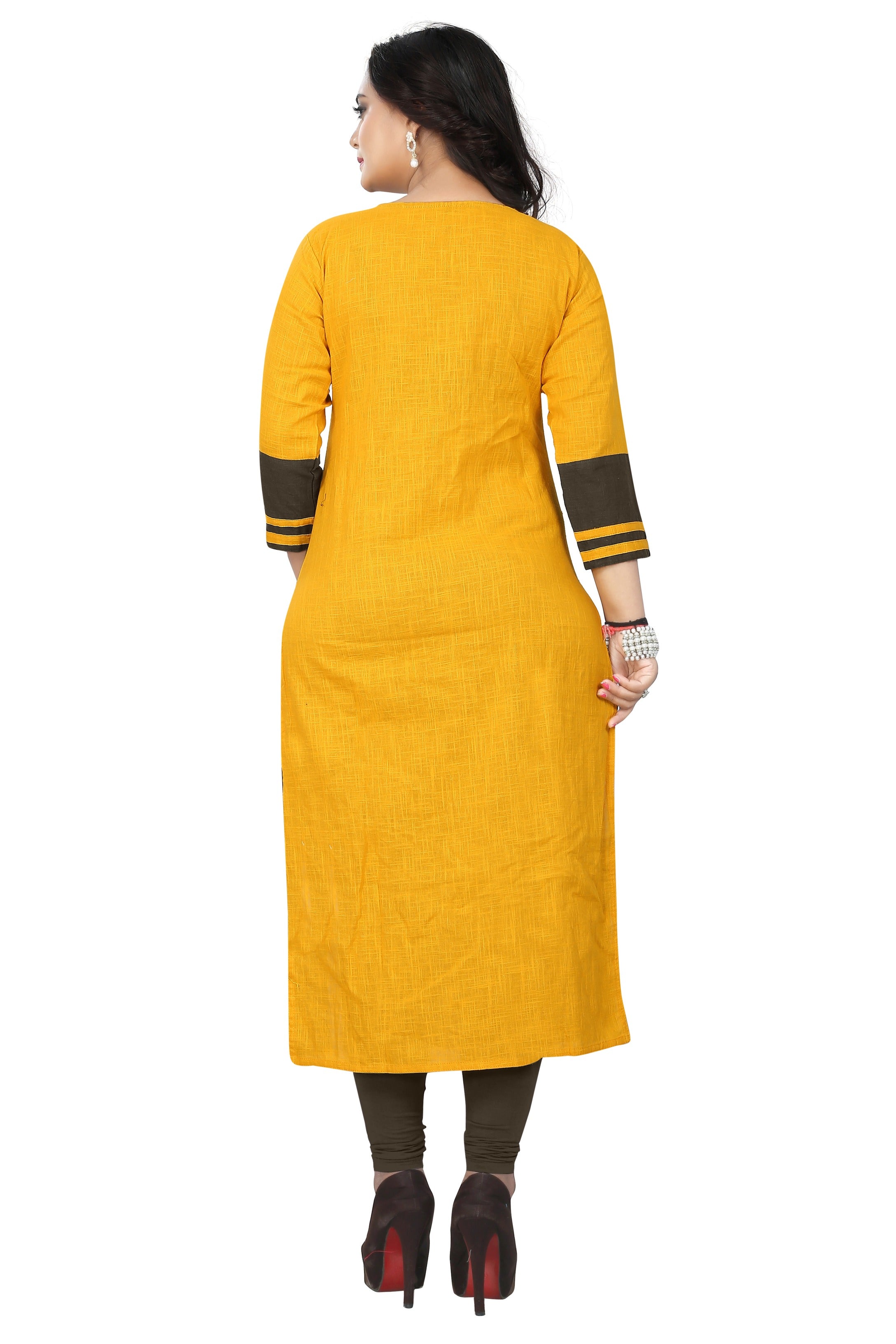 Women's Yellow Cotton Kurta By Vbuyz (1 Pc Set)