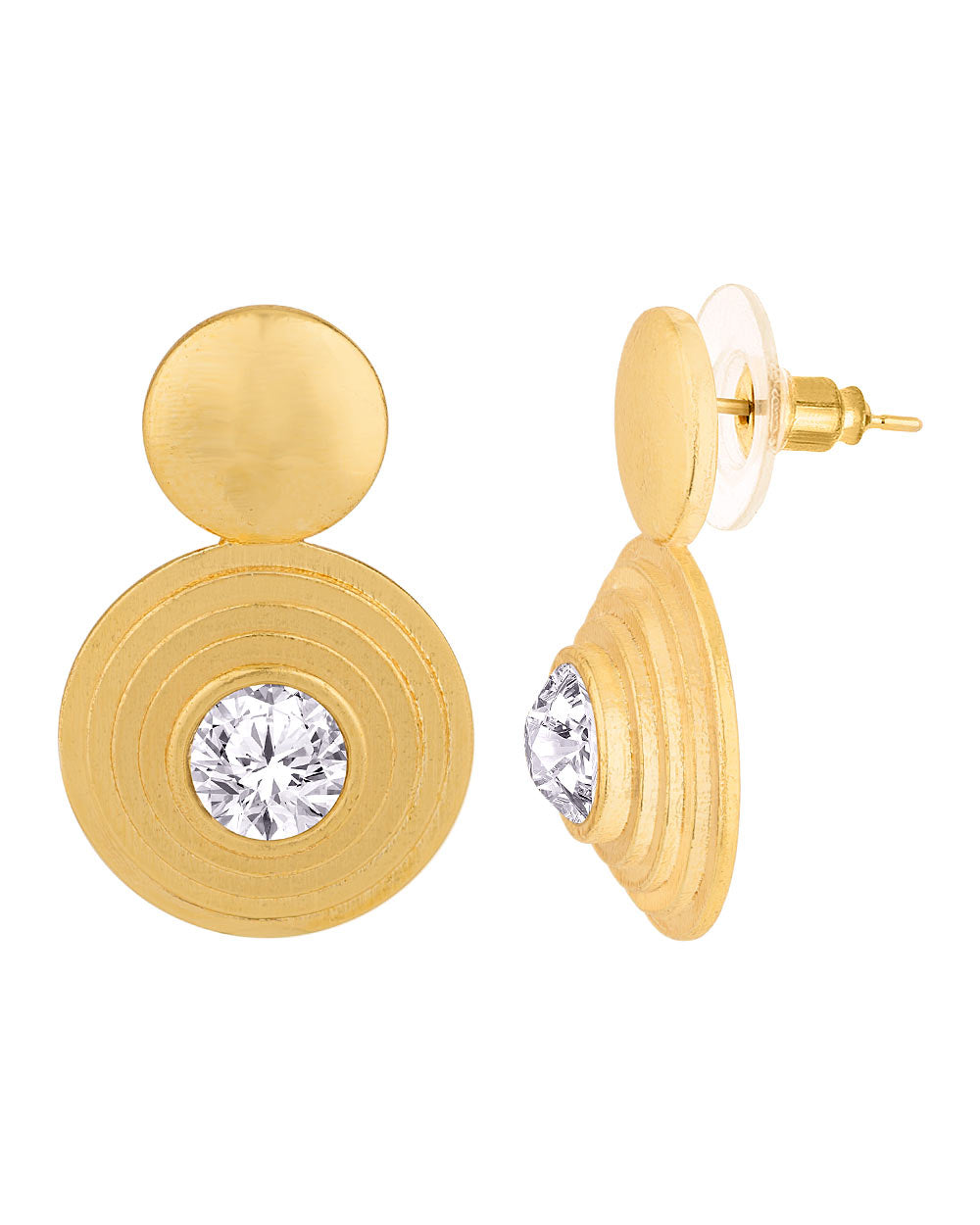 Women's Gold Diamond Geomatrix Earrings - Voylla