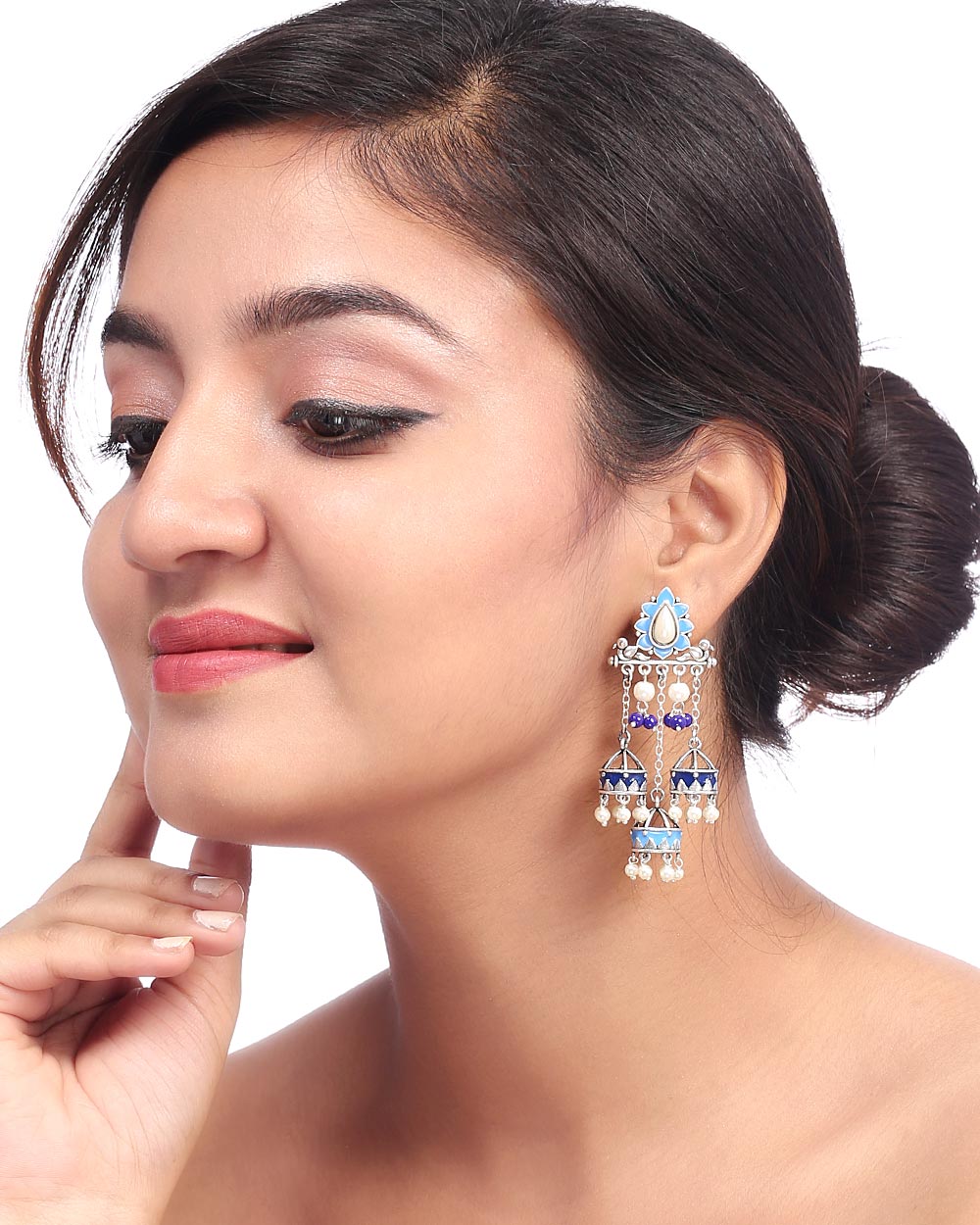 Women's Azure Power Of Three Earrings - Voylla