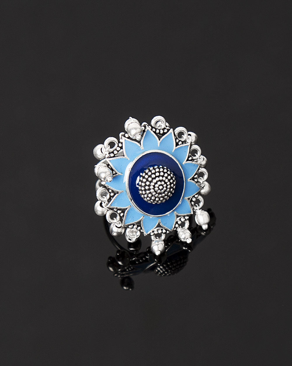 Women's Azure Floral Cocktail Ring - Voylla