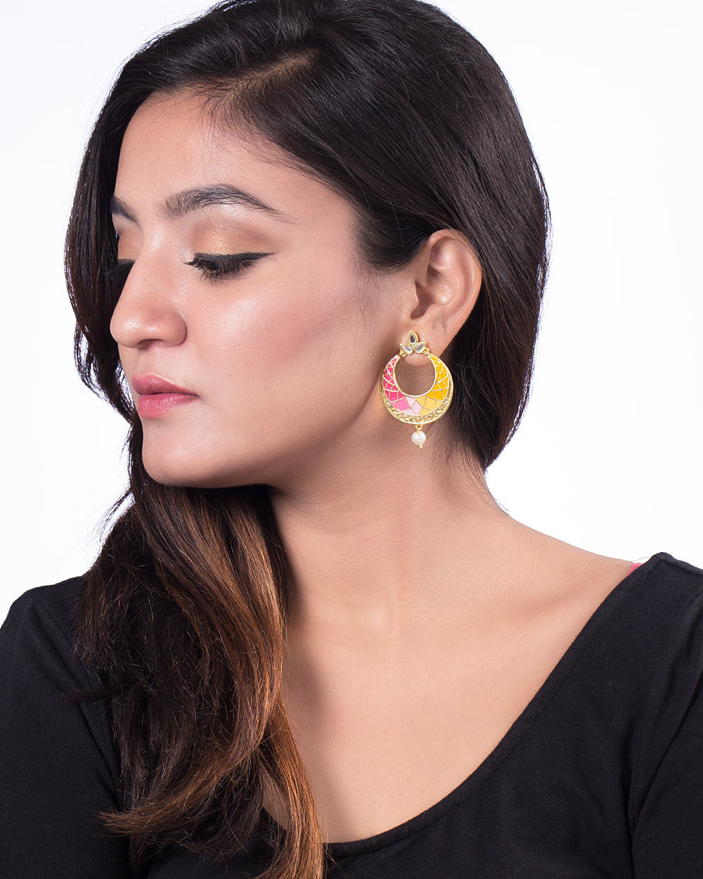 Women's Starry Ombre Yellow Gold Earrings For - Voylla