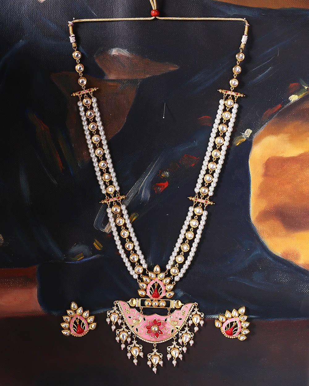 Women's Manmayi Floral And Peacock Motifs Necklace Set - Voylla