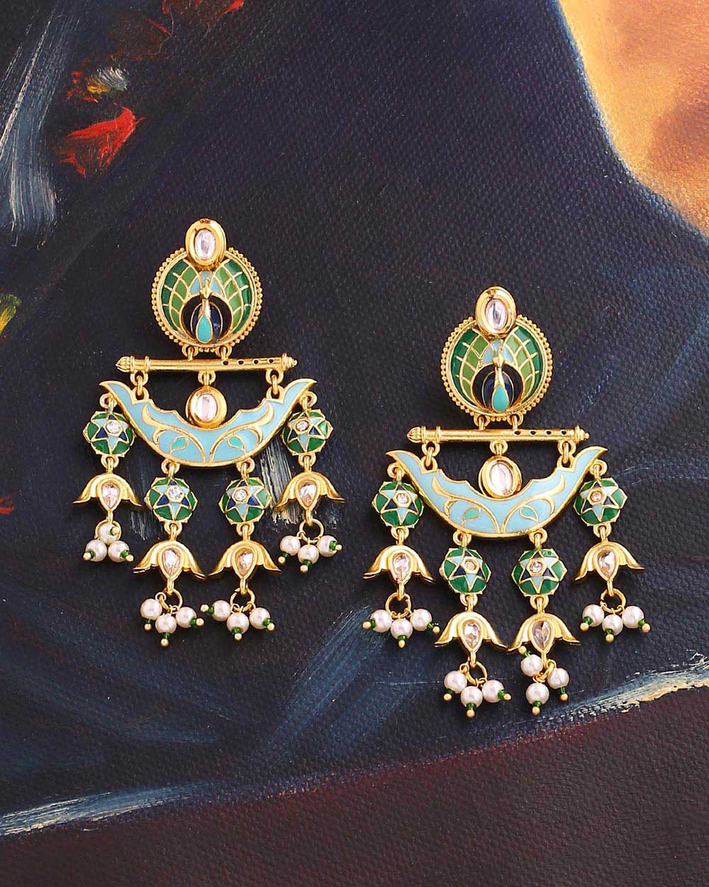 Women's Manmayi Peacock Floral Drop Earrings - Voylla