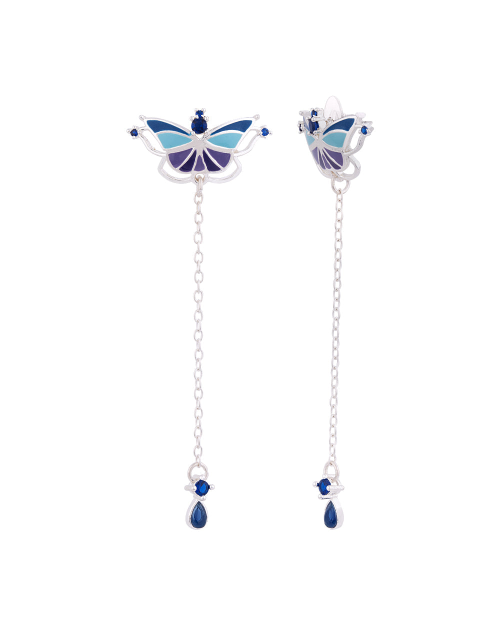 Women's Butterfly Dangle And Drop Blue Earrings - Voylla