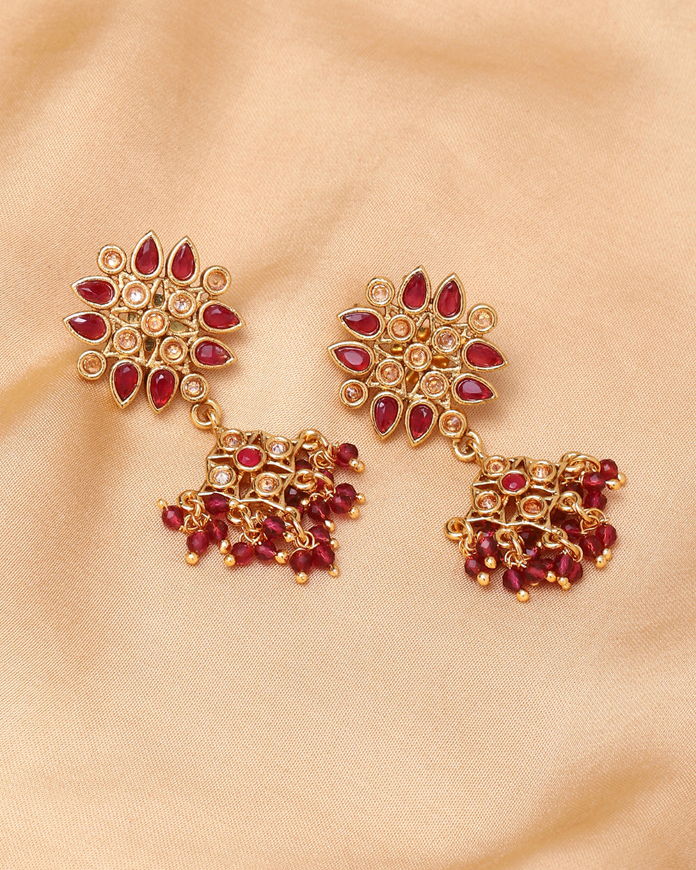Women's Lattice Gold-Plated Earrings - Voylla