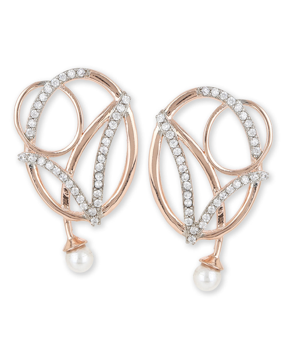 Women's Rose Gold Plated Brass Earrings - Voylla