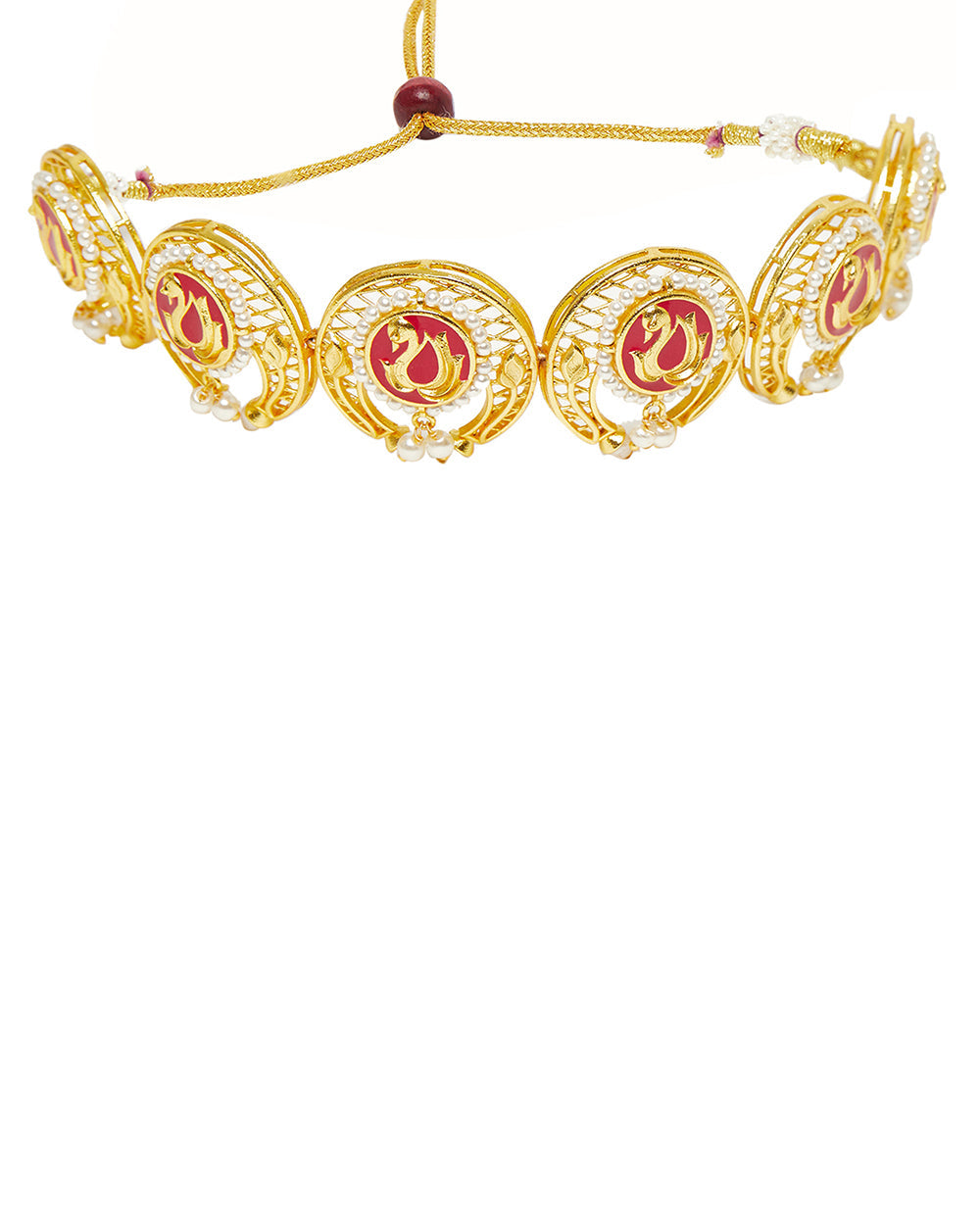 Women's Brass Dye Gold Plated Faux White Pearls Jewellery Set - Voylla