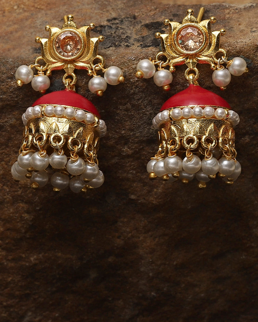 Women's Gold Plated Jhumki Earrings With Pearls - Voylla