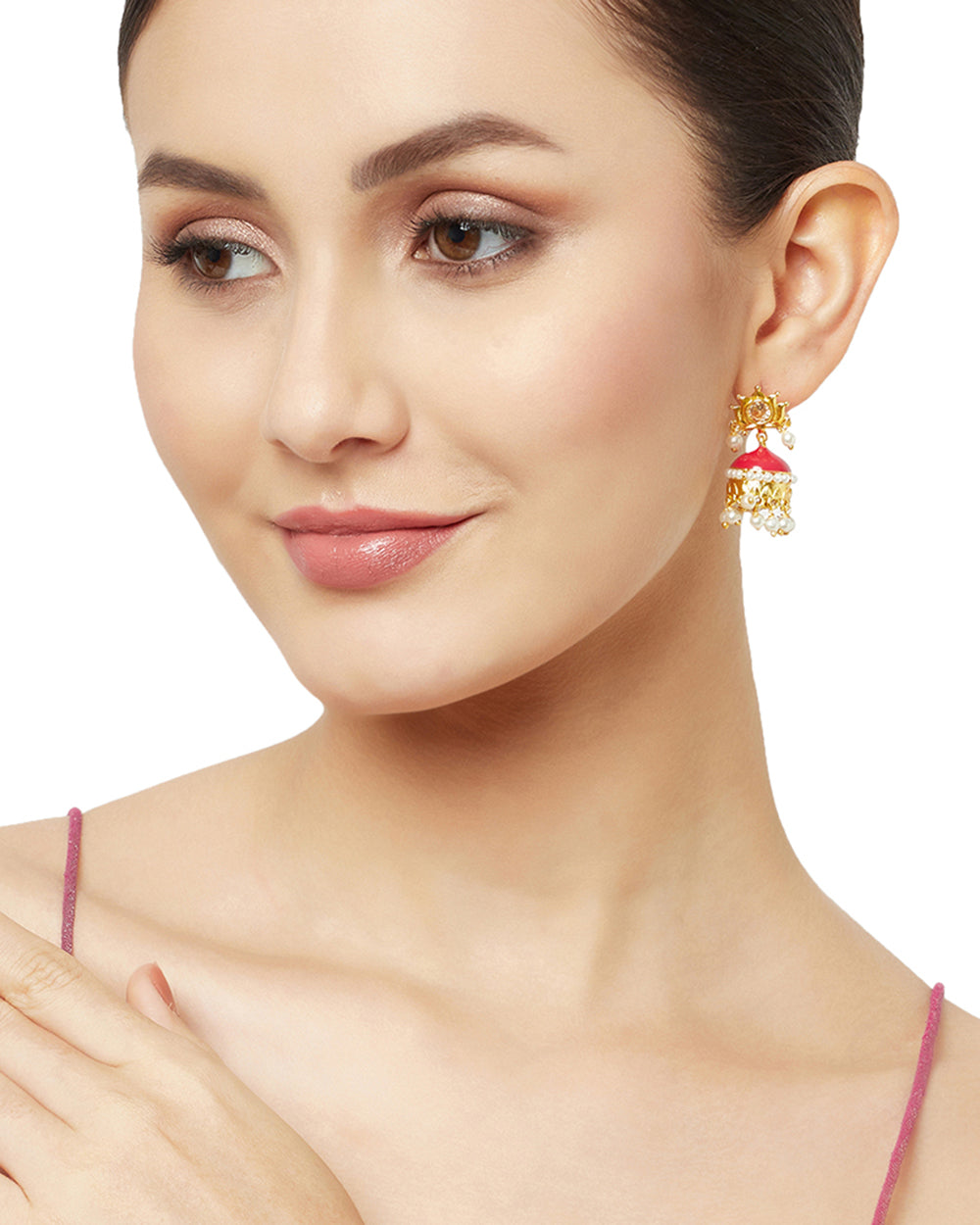 Women's Gold Plated Jhumki Earrings With Pearls - Voylla