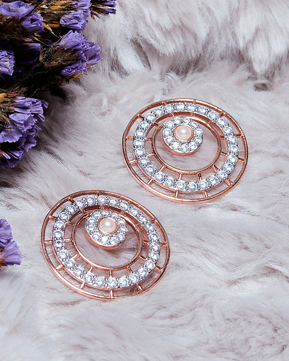 Women's Pearly Whites Cz Studded Designer Earrings - Voylla