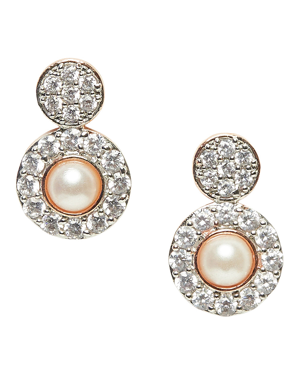 Women's Pearly White Adorable Rose Gold Earrings - Voylla