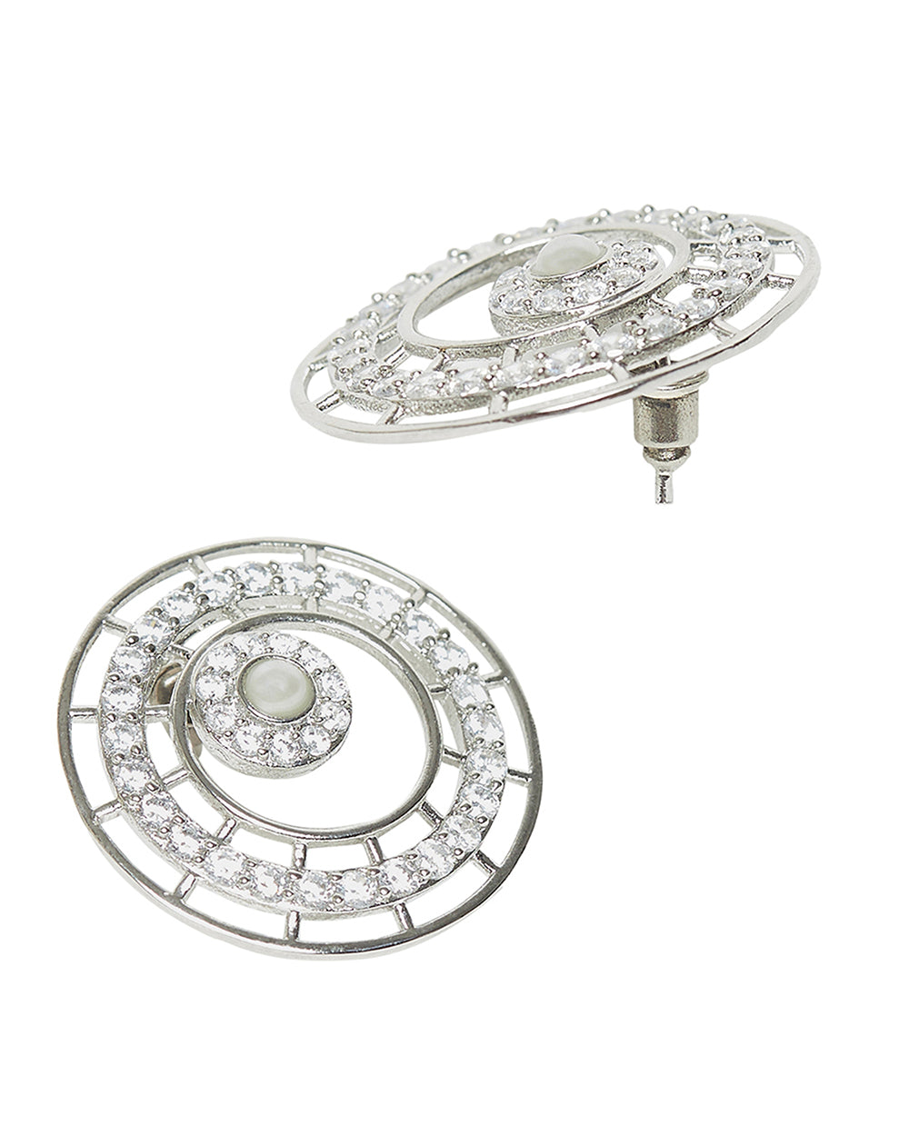 Women's Pearly Whites Spiral Design Earrings - Voylla