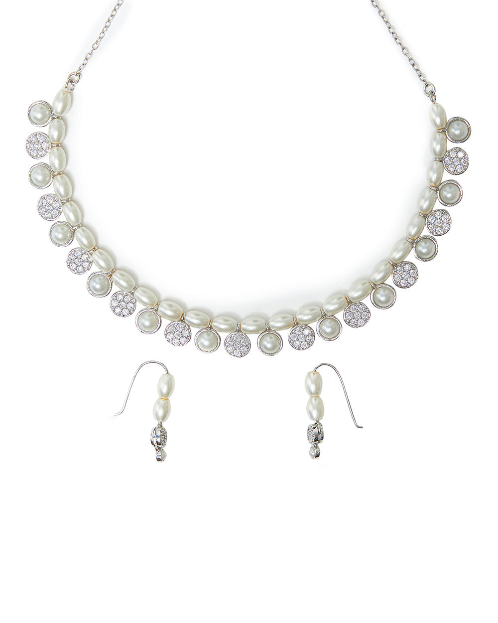 Women's Pearly Whites Party Wear Necklace Set - Voylla