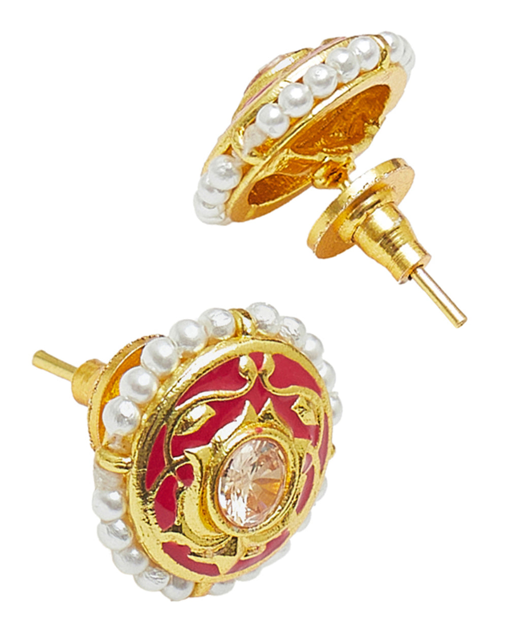 Women's Apsra Collection Traditional Red Gold Plated Earrings - Voylla