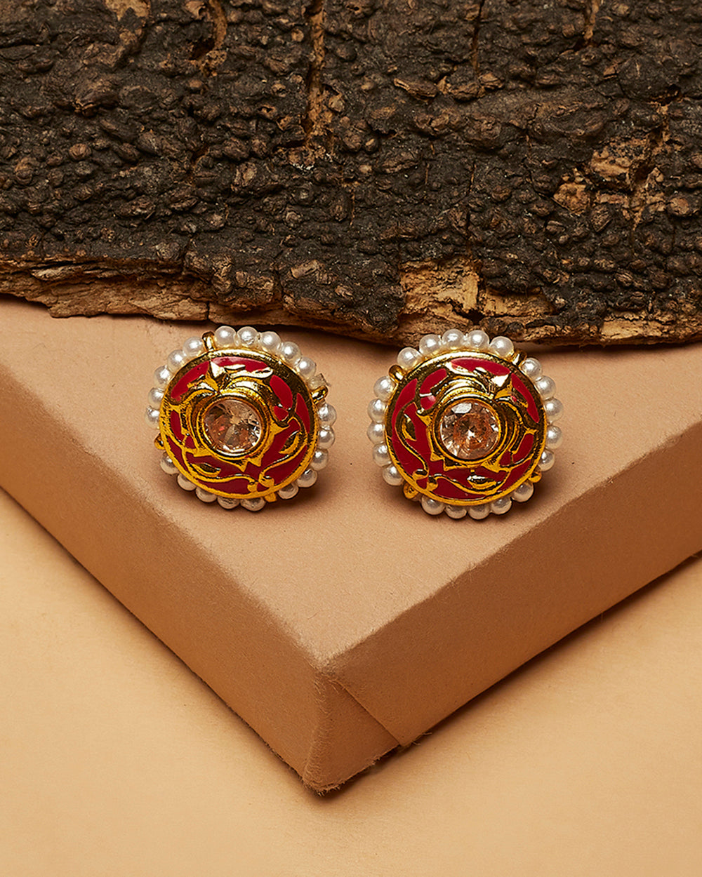 Women's Apsra Collection Traditional Red Gold Plated Earrings - Voylla